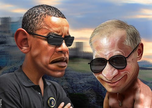 Obama Putin Faceoff - Caricatures