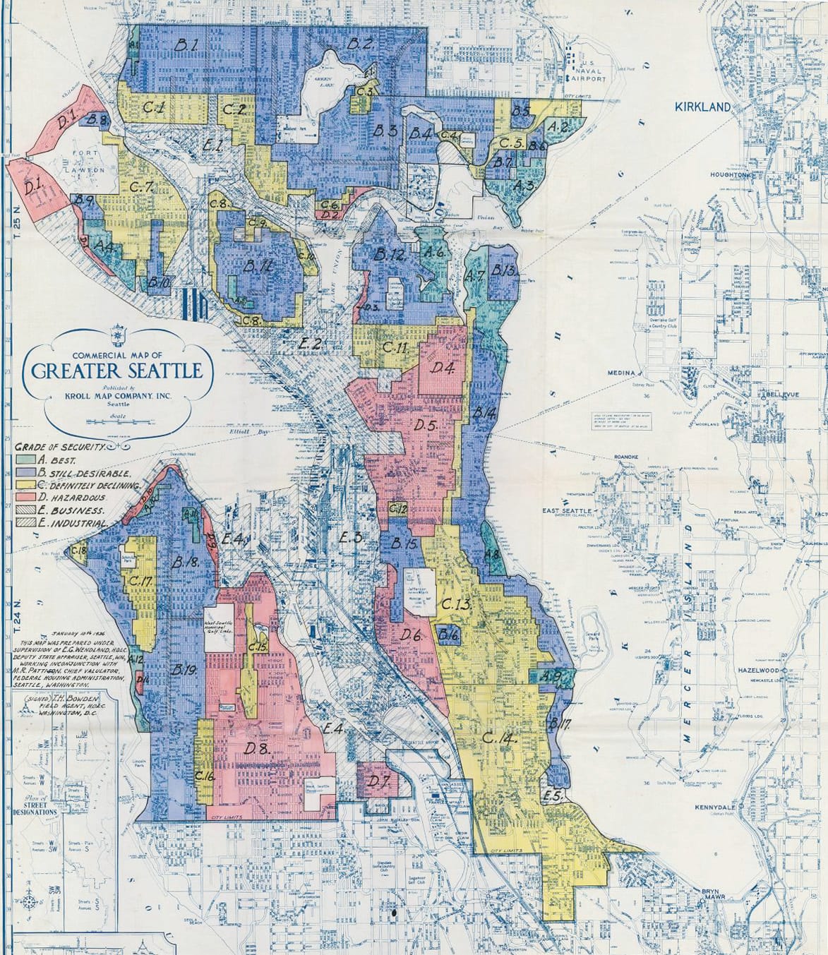 Redlining map of Seattle