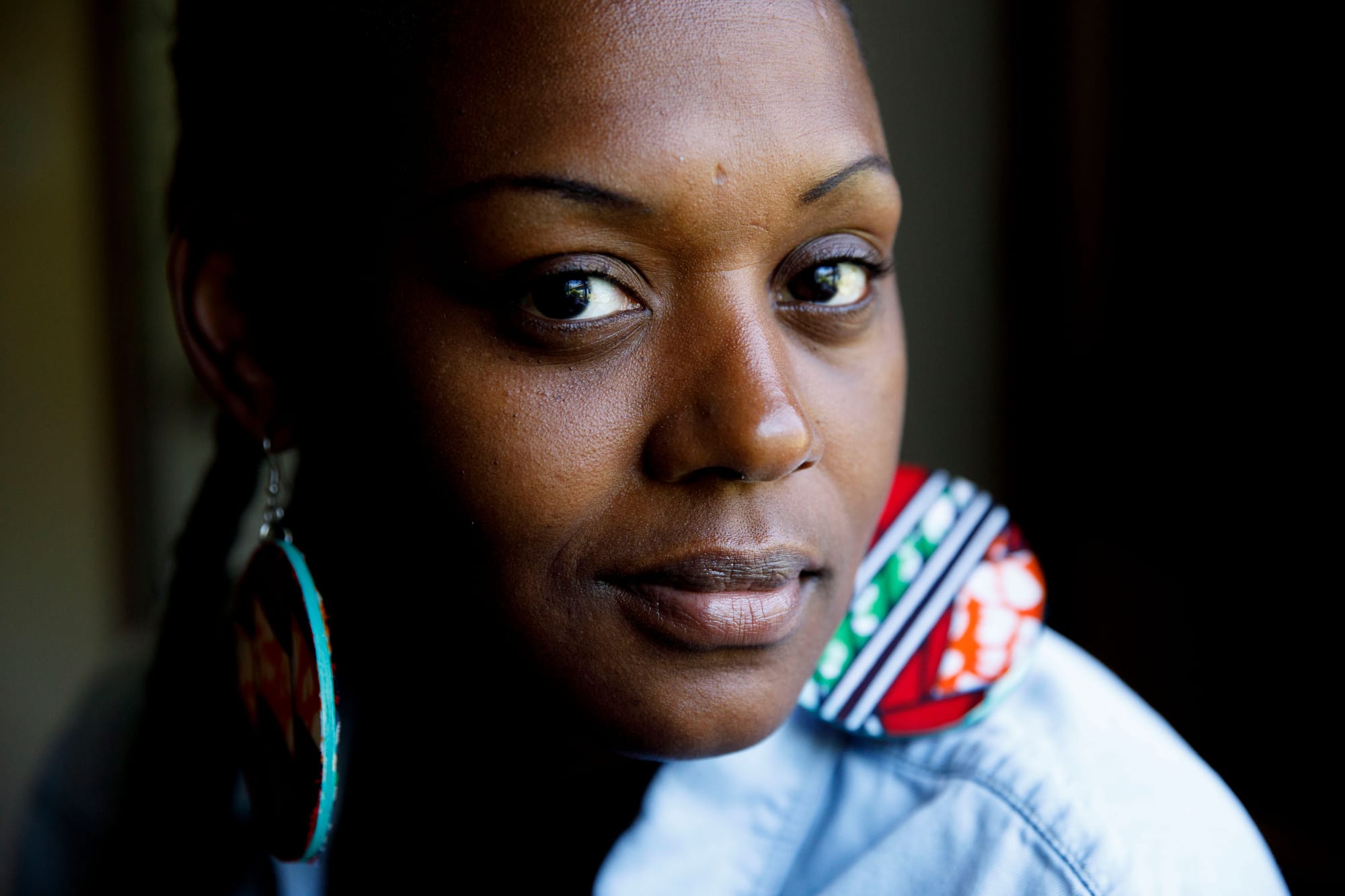 Foxy Davison pictured on Thursday, July 26, 2018 at her home in Seattle, WA. Davison's three children, two of whom have sickle cell, utilize the Odessa Brown Children's Clinic in the Central District. (Sarah Hoffman/Crosscut)