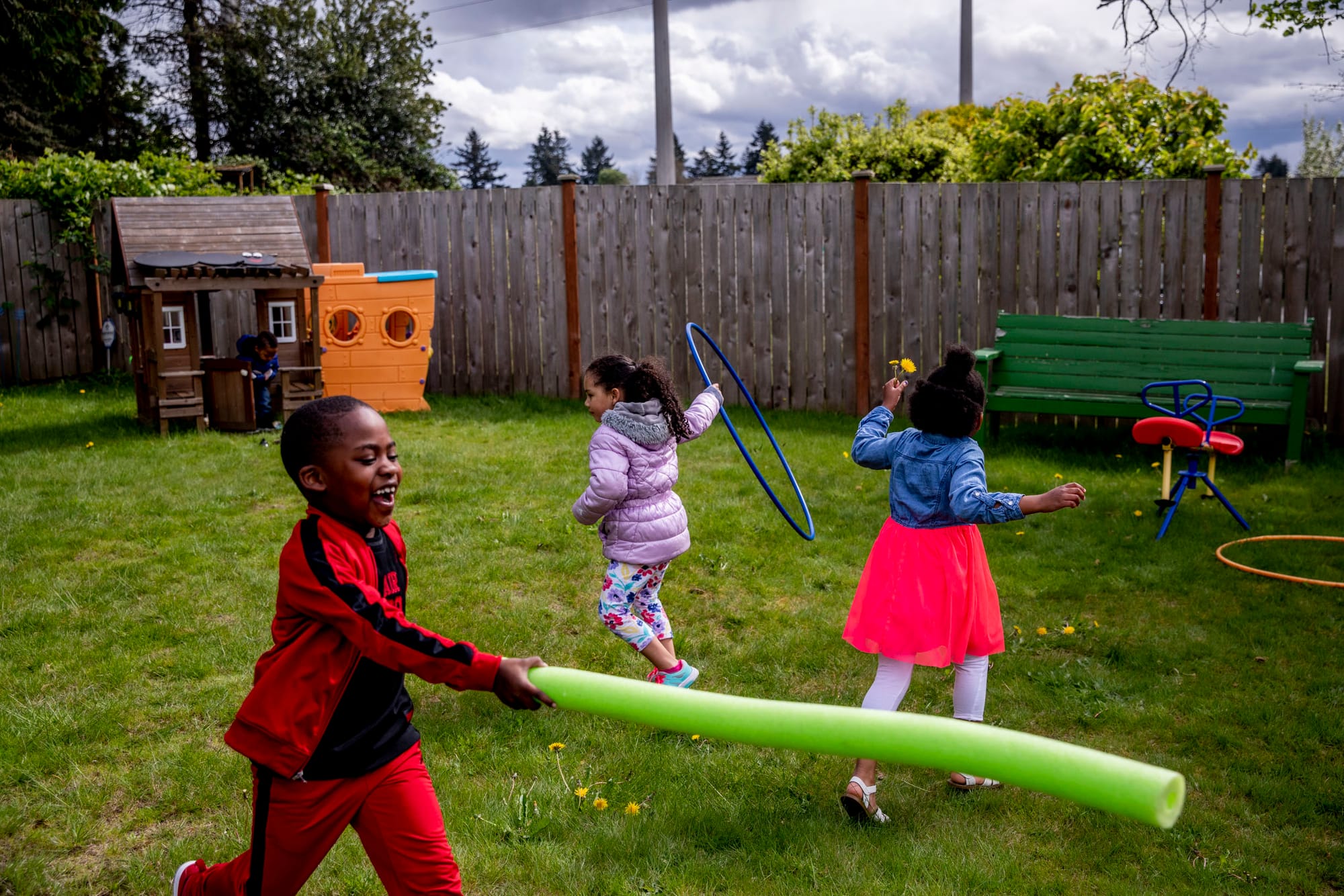 Children play outside together