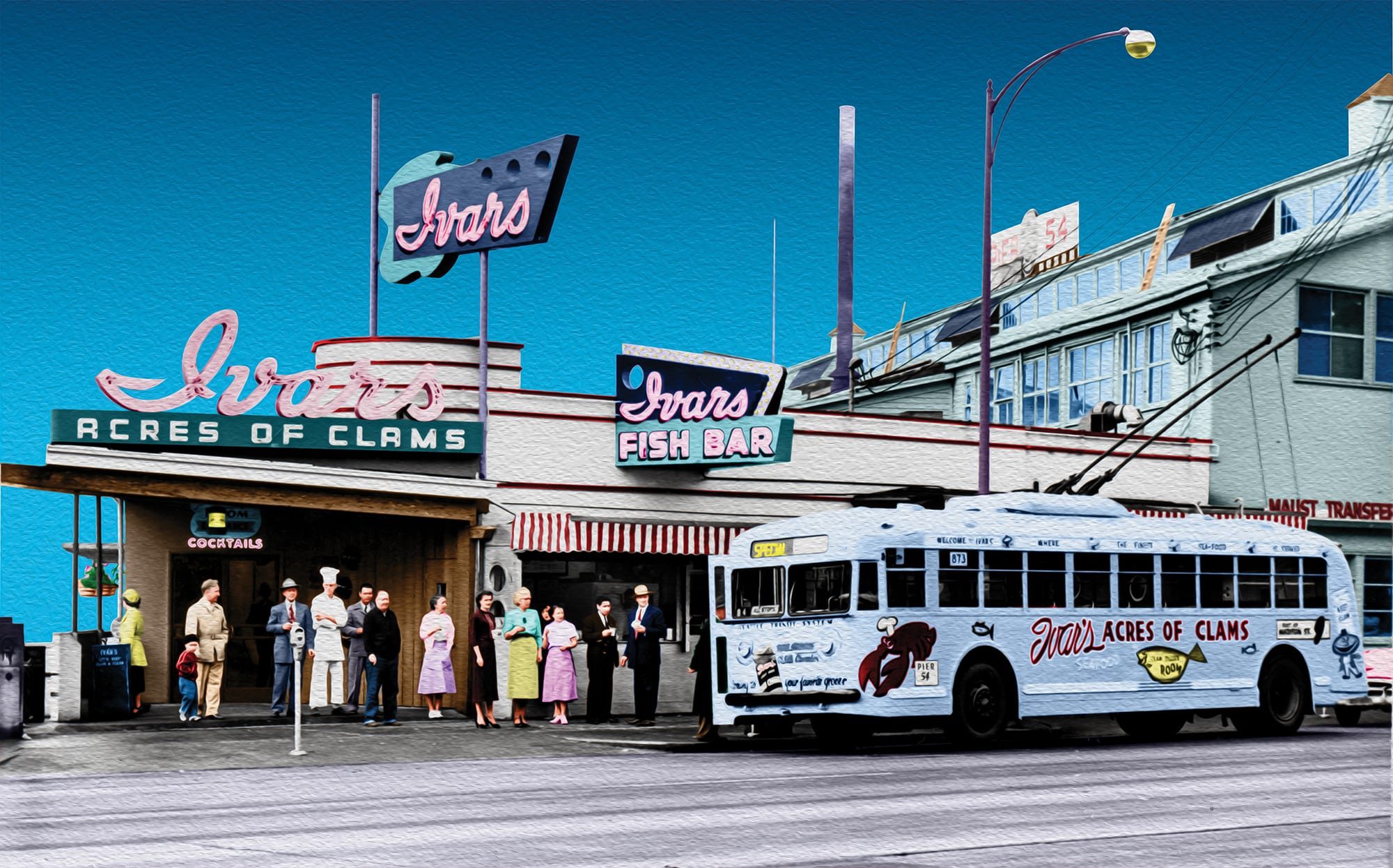 1950s-Ivar's Fish Bar w Clam Trolley-Oil Filter