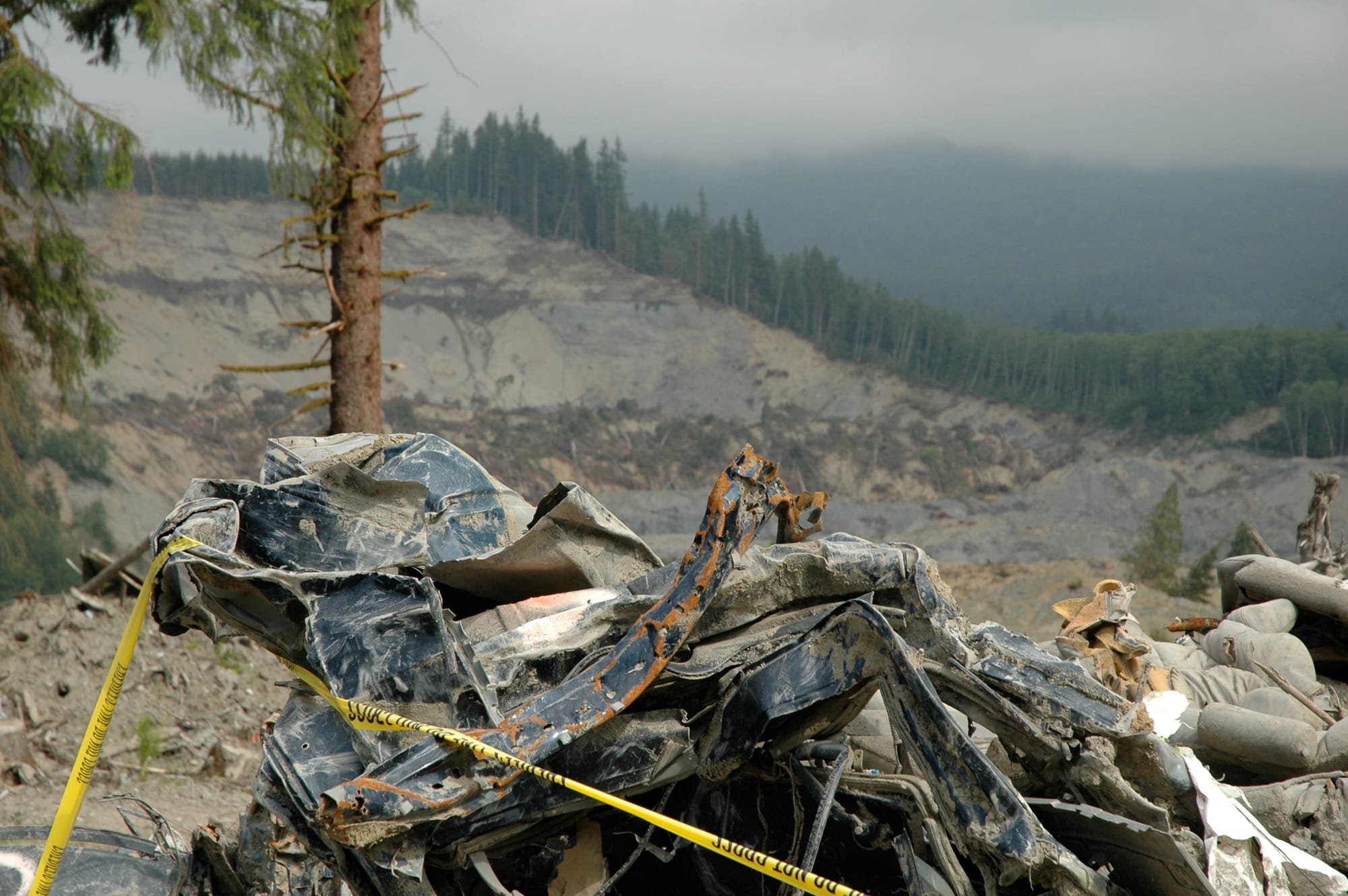 Mangled car in Oso mudslide zone
