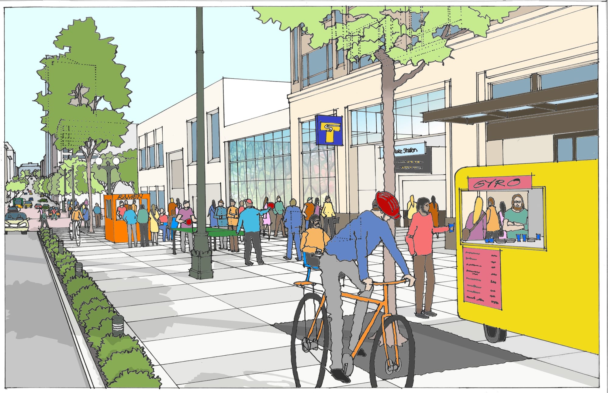 An artist's rendering of a new sidewalk for the Pike Pine Renaissance project. The view would be Pine between Third and Fourth avenues.