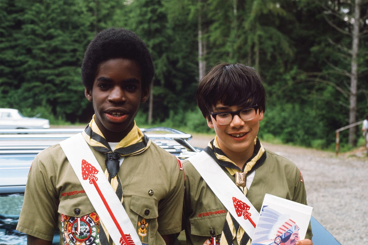 Glenn Nelson, right, with Gordon McHenry Jr., who is now the head of a prominent anti-poverty organization, during their days in Boy Scout Troop 14 in Seattle, where being a person of color in the outdoors seemed perfectly normal.