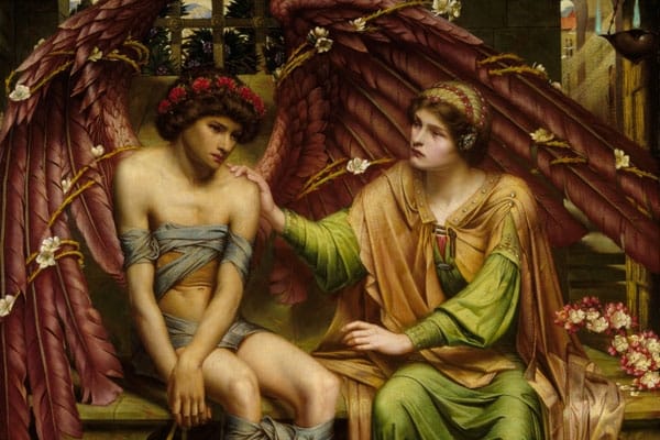 Hope Comforting Love in Bondage, at Victorian Radicals