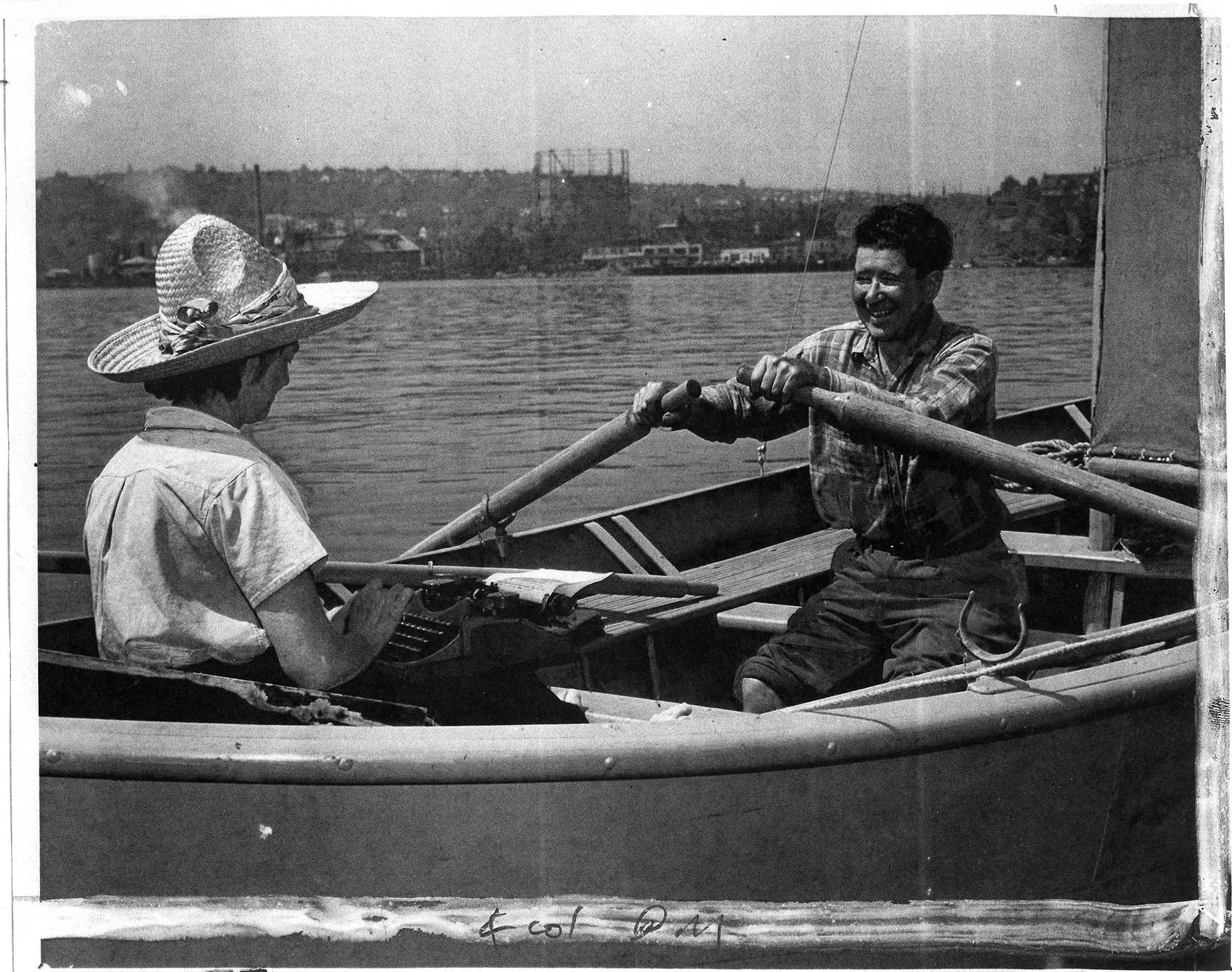 This promotional photo appeared in the 1946 P-I, as June and Farrar were preparing for their hundred days in the San Juan Islands.