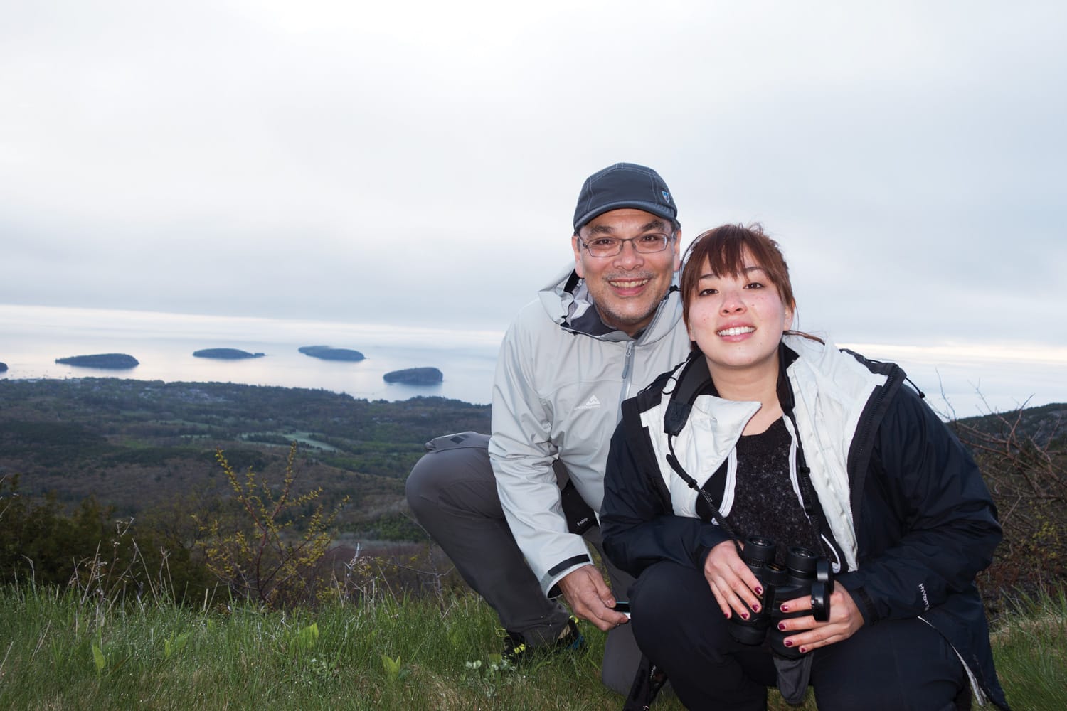 Glenn Nelson and daughter Sassia on Cadillac Mountain in Maine’s Acadia National Park.