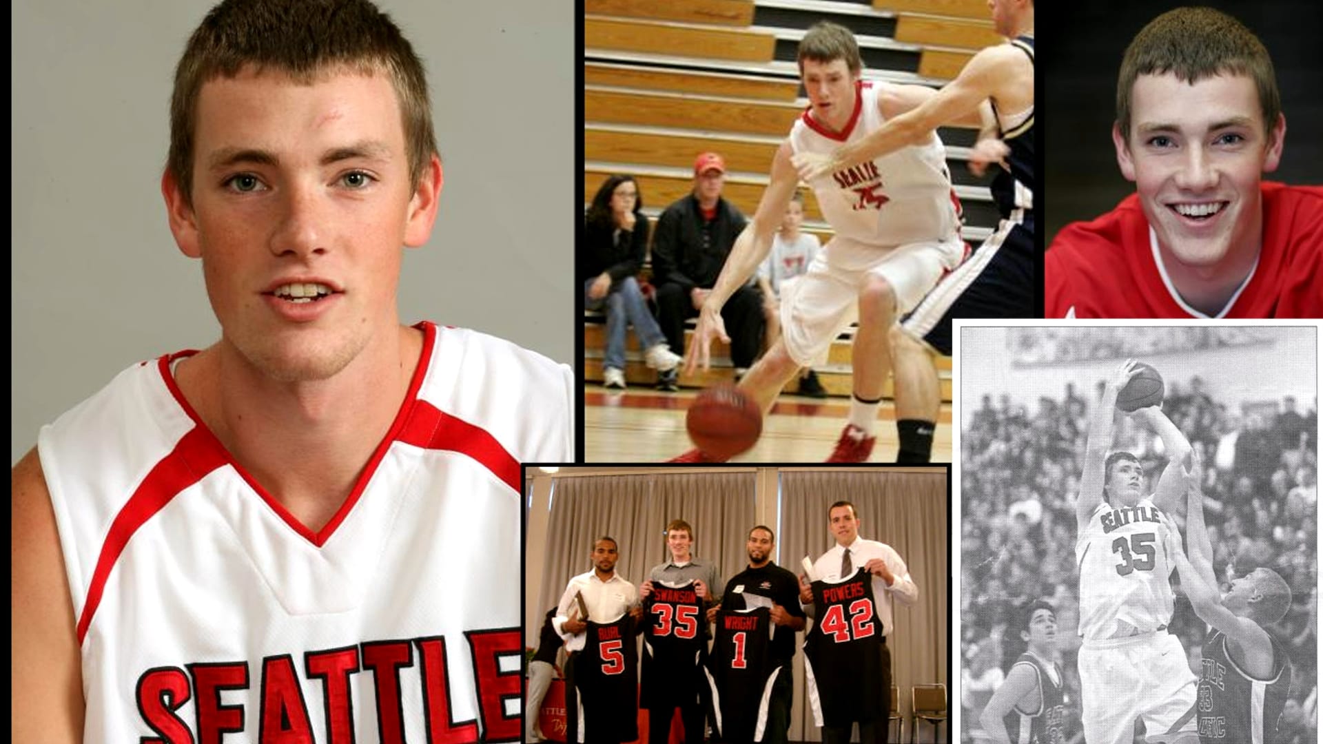 College of pictures highlighting Leigh's basketball accomplishments