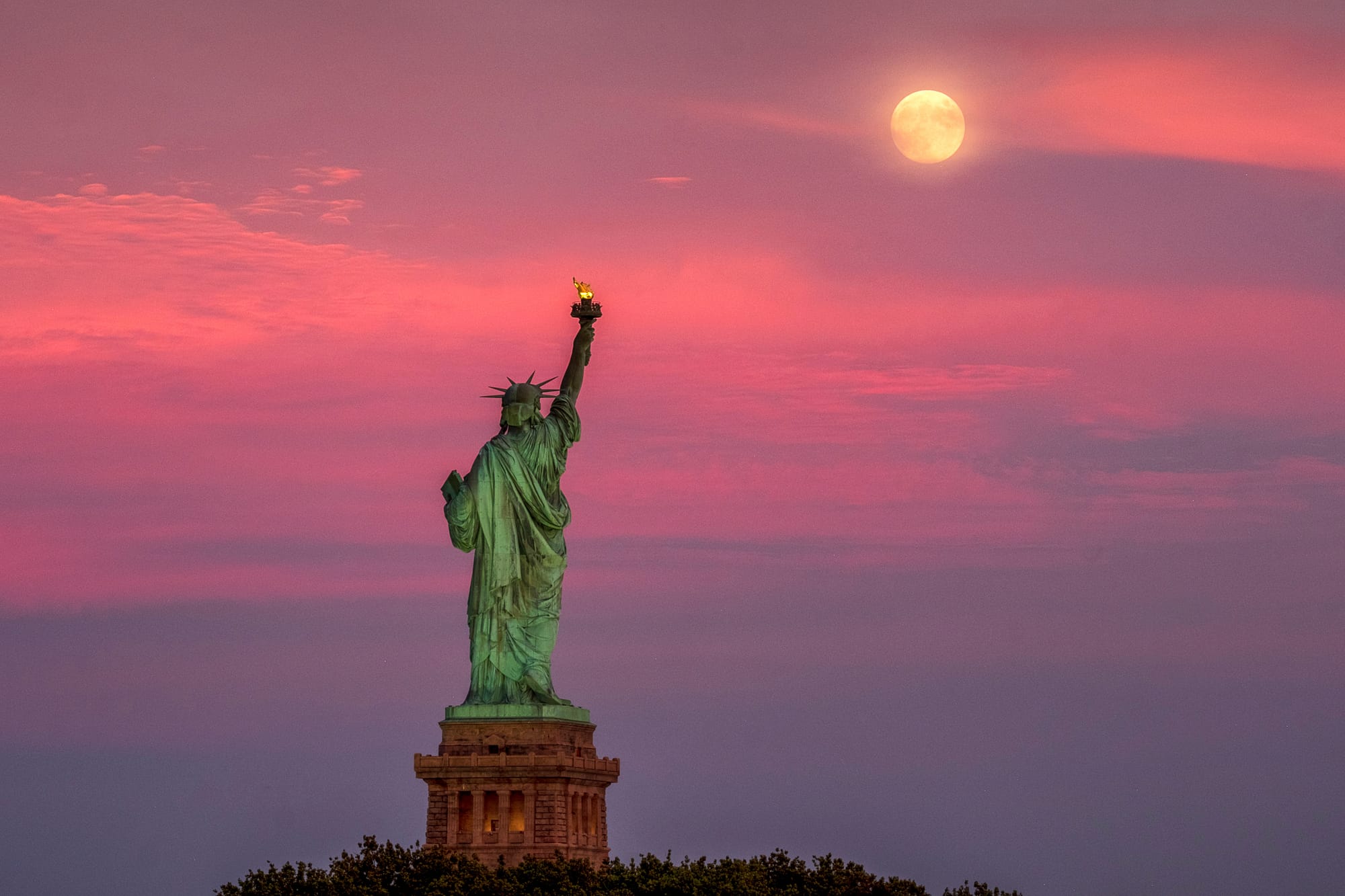 Statue of Liberty at sunset