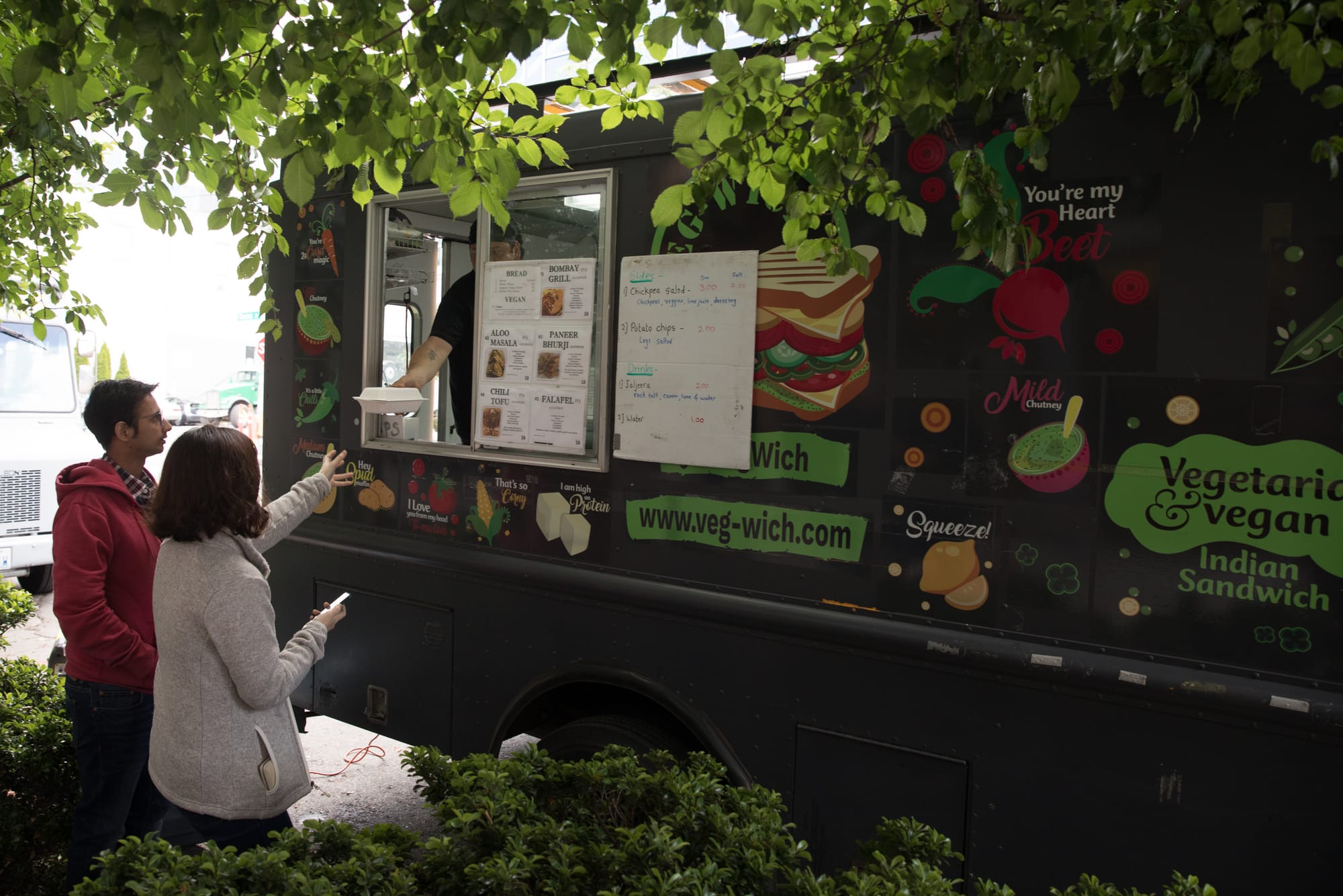 VegWich food truck parked in Seattle's South Lake Union neighborhood. (Photo by Matt M. McKnight/Crosscut)