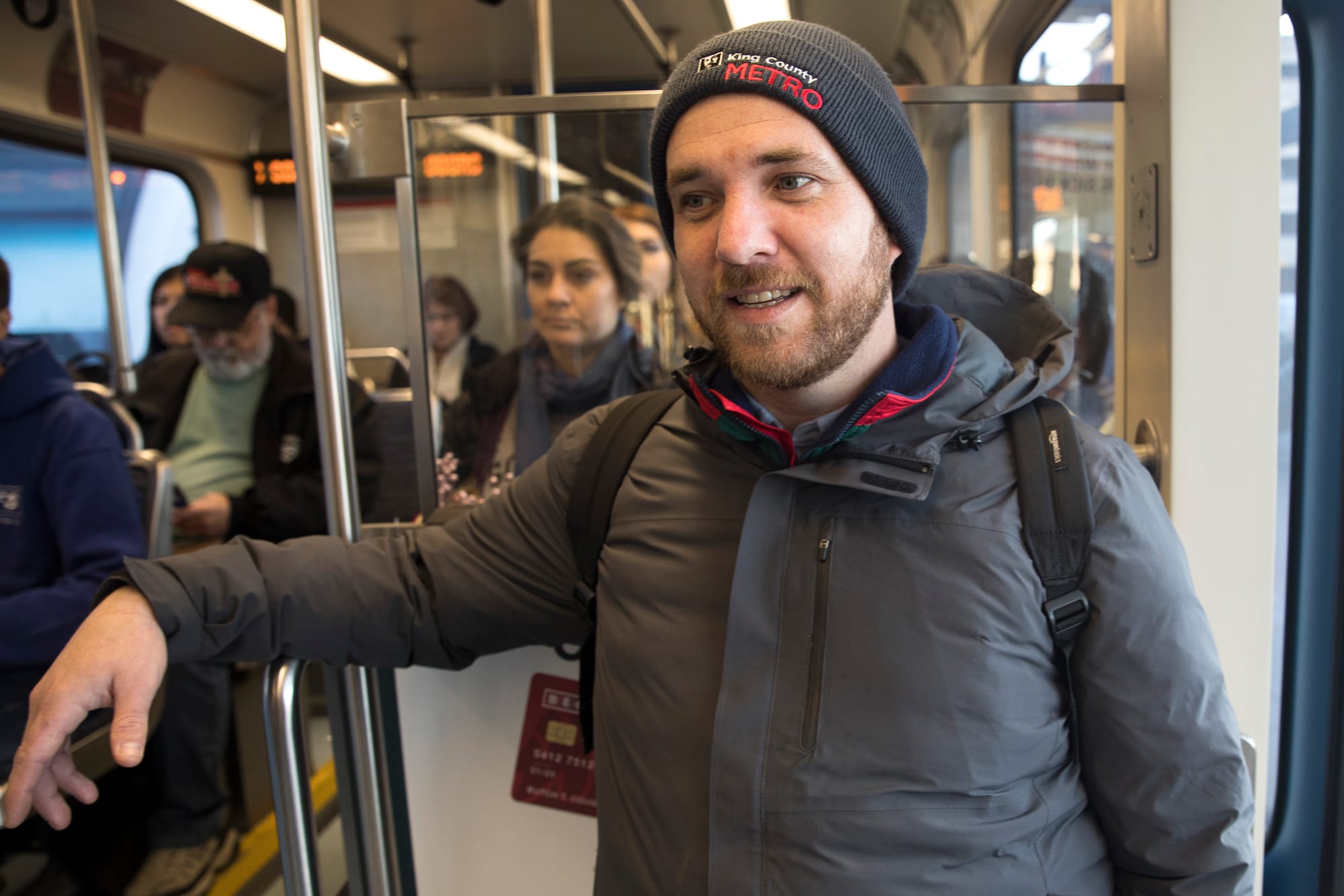 Clay rides the light rail 