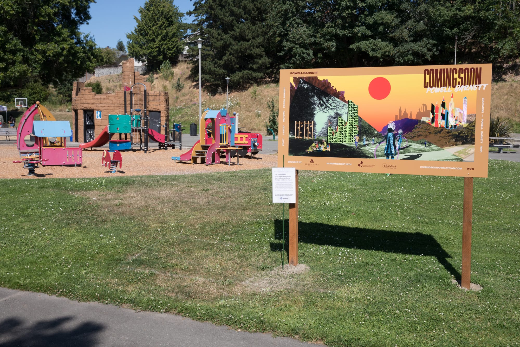Powell Barnett Park with Coming Soon sign installed