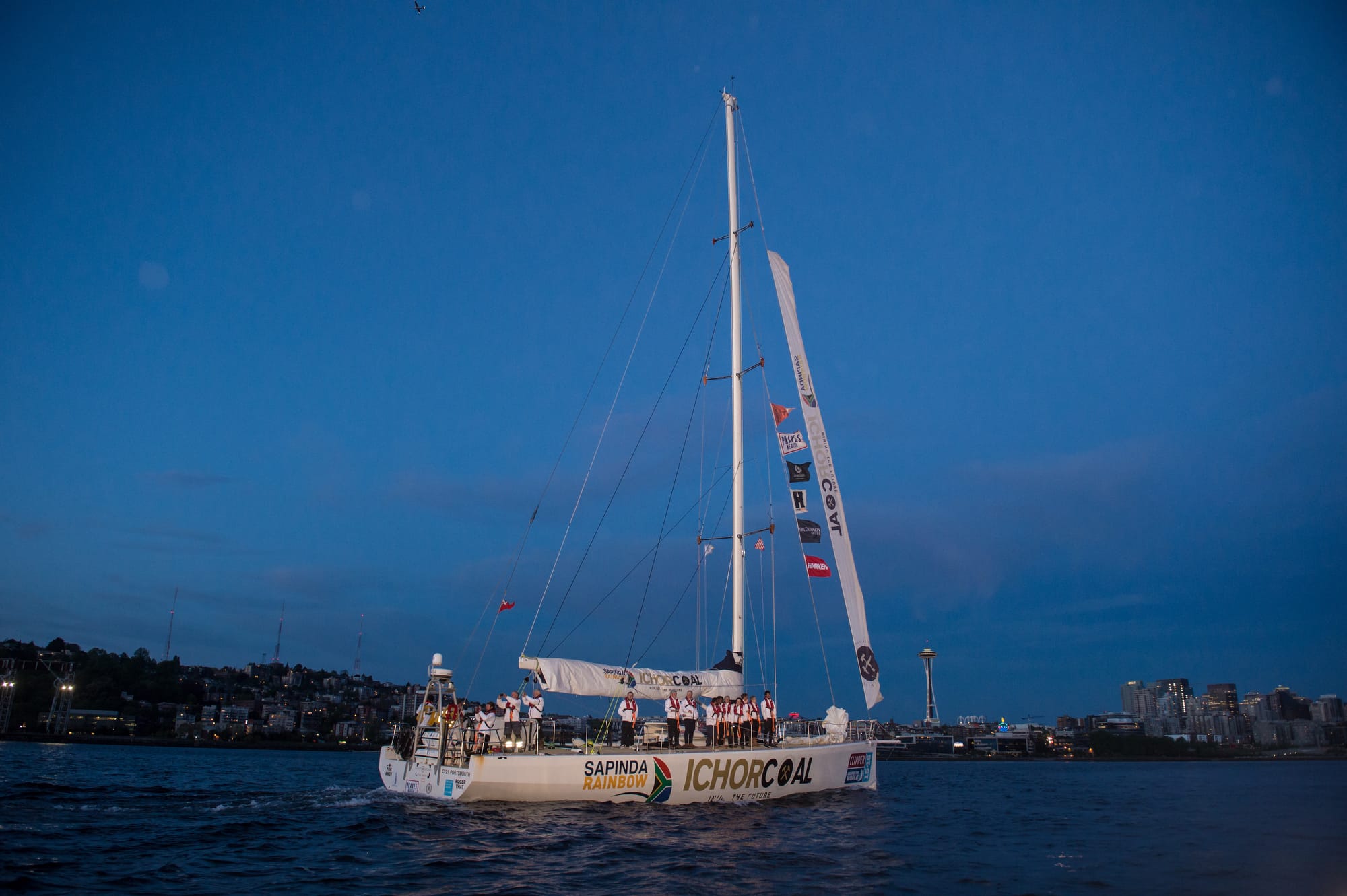 The yacht IchorCoal in Seattle’s Elliott Bay 
