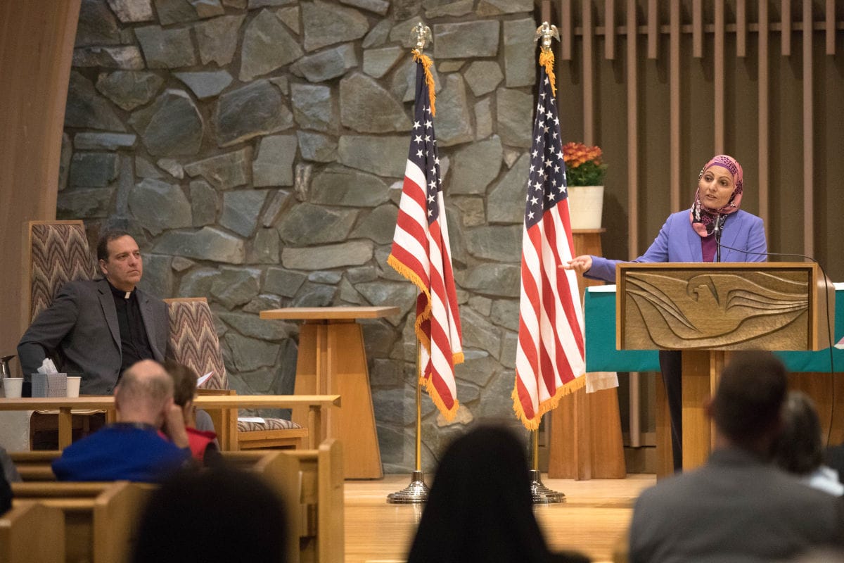 Afzali speaks from the pulpit at St. Paul’s Episcopal Church in Mt. Vernon.