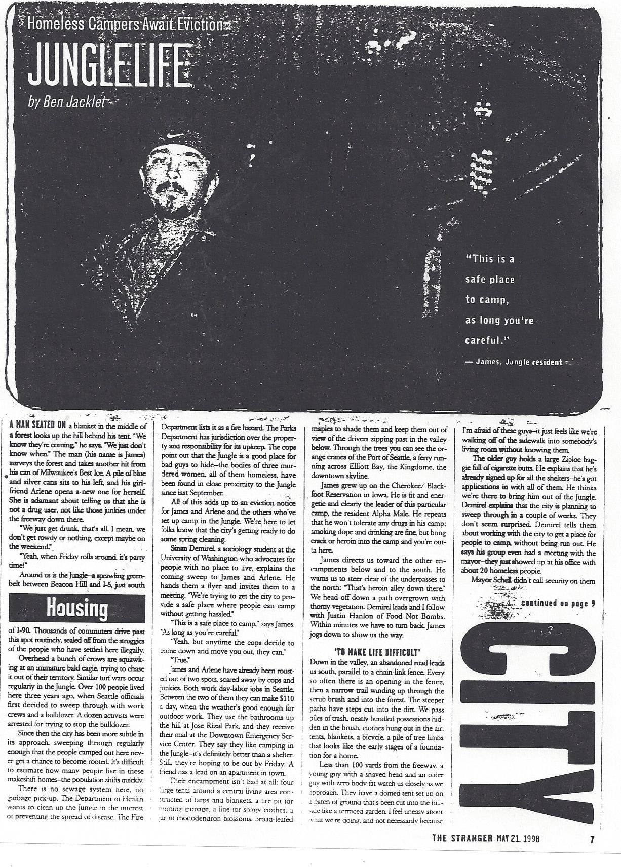 An excerpt from The Stranger in May 1998.