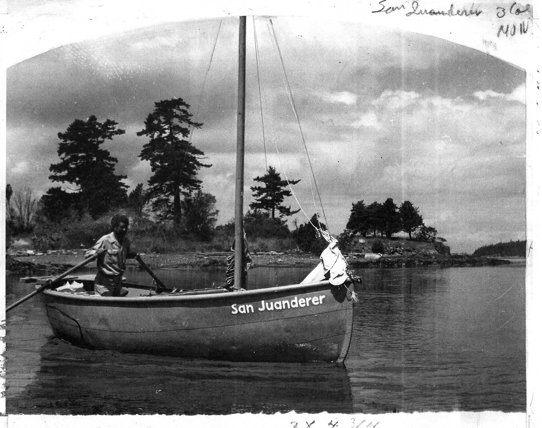 Farrar rowed the San Juanderer through the islands during the 1946 summer voyage that June described for the Post-Intelligencer.