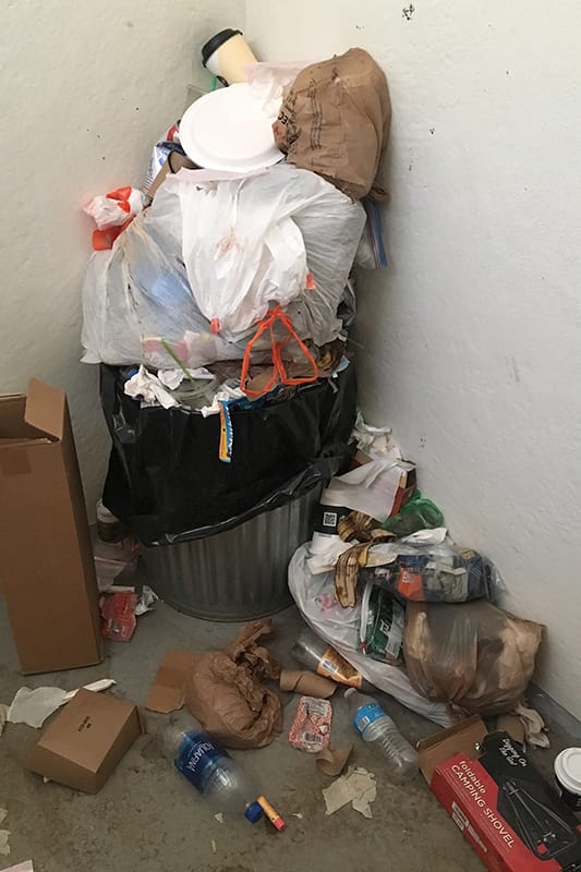 Trash at the trailhead. 