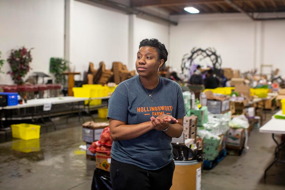 woman in a warehouse