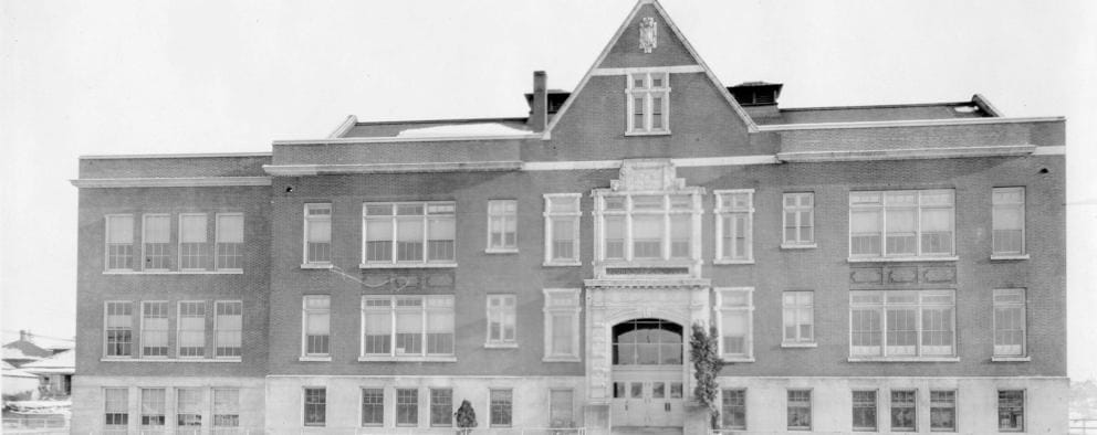John Muir school, black and white