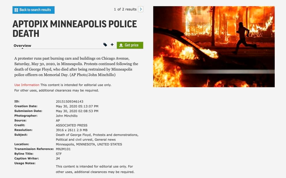 An AP photo from protests in Minnesota