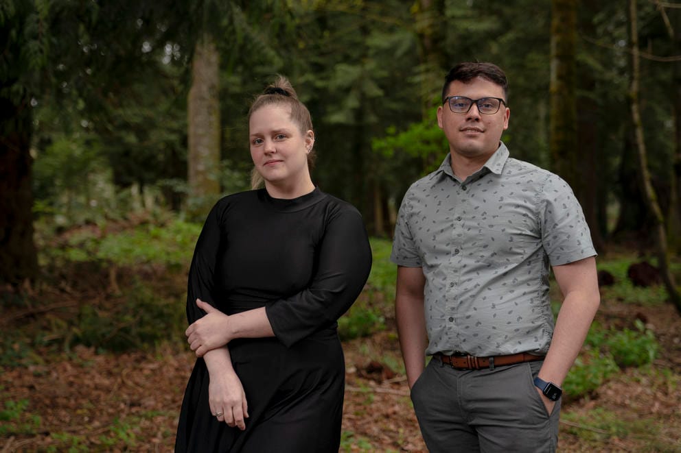 A portrait of two mediators at the Dispute Resolution Center.