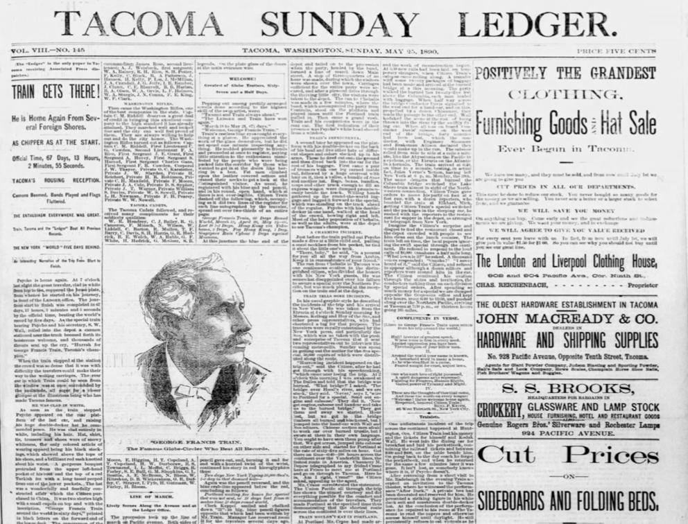 an 1800s newspaper clipping from the Tacoma ledger