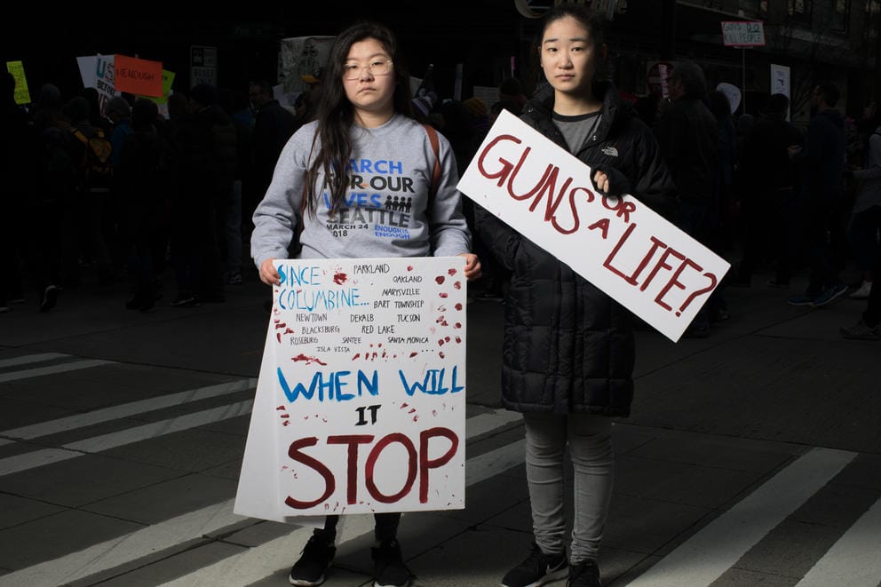 Deborah Kwon, 16, and Kaylin Jeon, 17, both of Bellevue