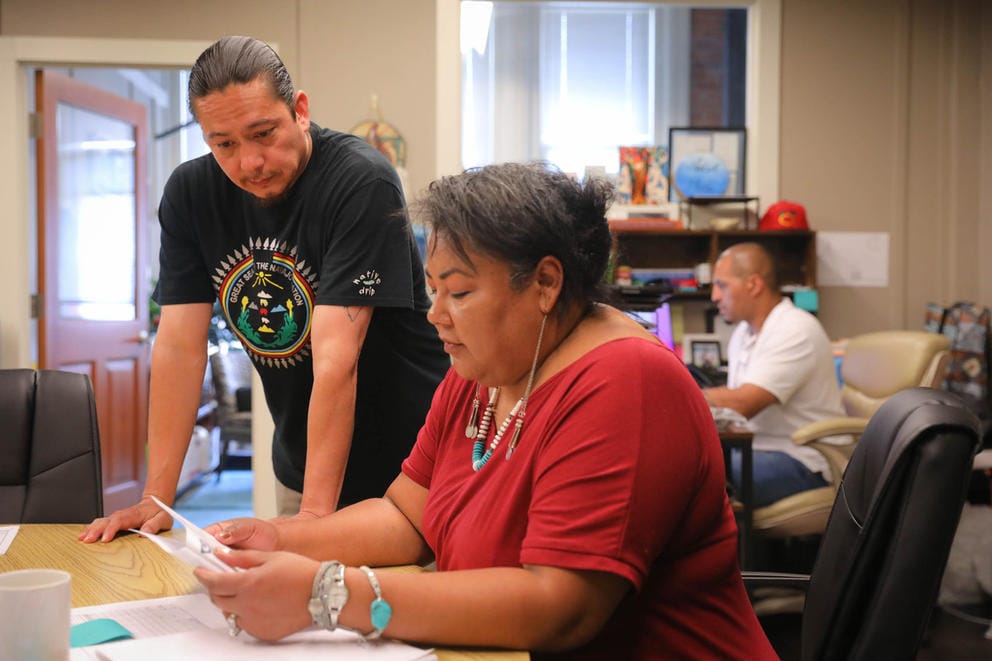 Executive director Winona Stevens, center, and program managers Leandru Willie, left, and Osceola Fortner