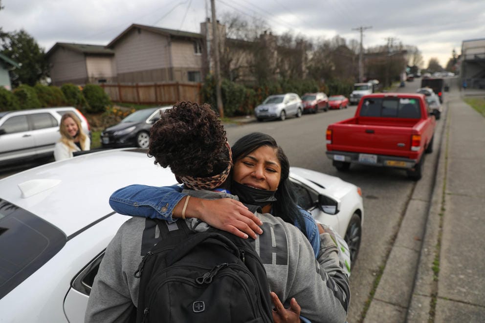 RoNae Marshall hugs Portarette