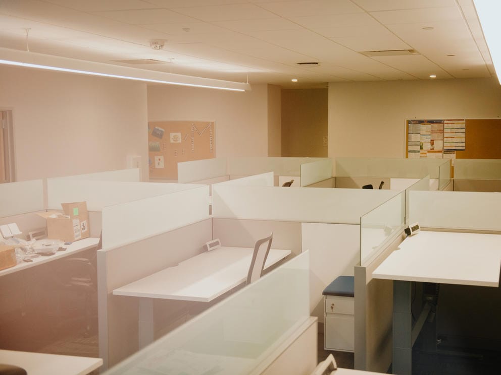 empty cubicals in an office on third ave