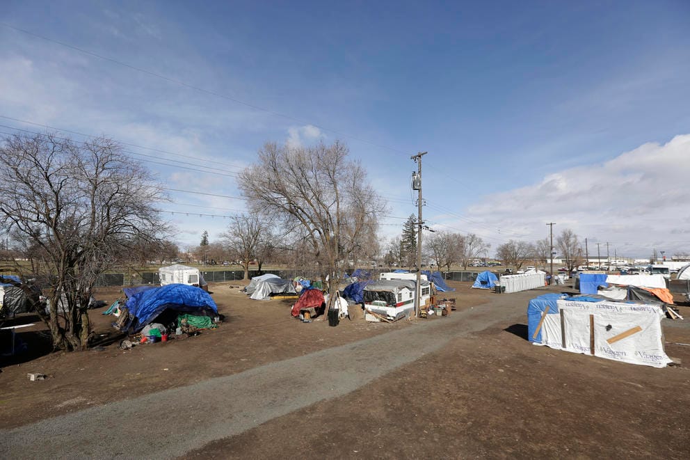 The number of tents at Camp Hope is dwindling