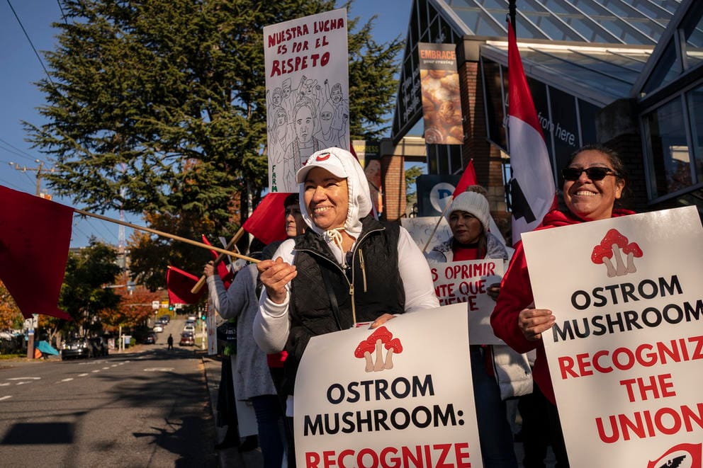 Demonstrators at Seattle farmworker rally
