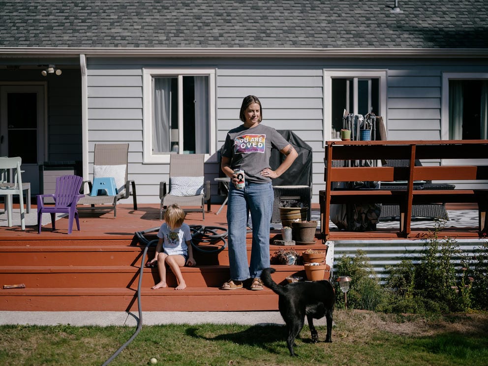 A picture of Sara Foppiano outside her home.