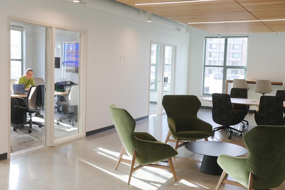 A conference room and communal seating areas on the 3rd floor.