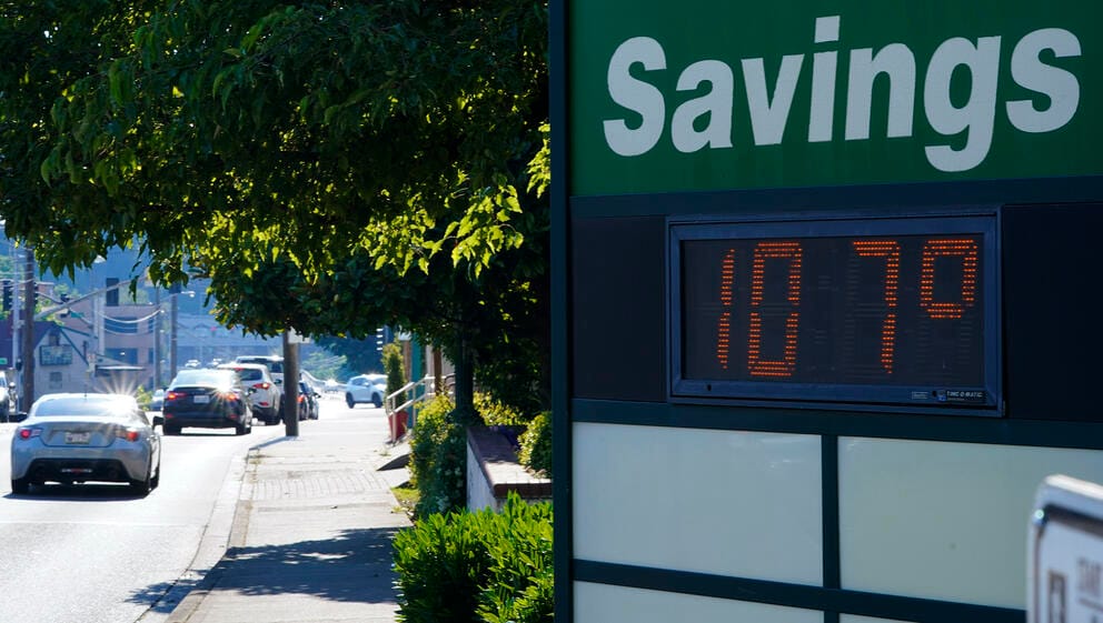 temperature display in Olympia in 2021 that shows a temperature of 107 degrees Fahrenheit