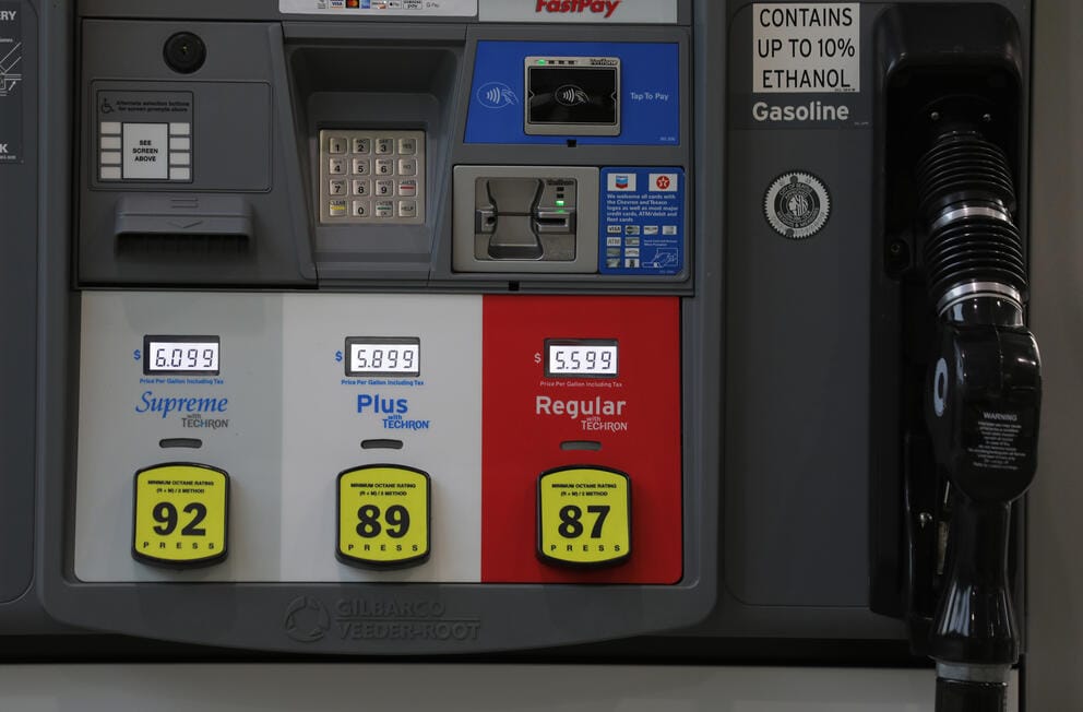 prices at a gas pump