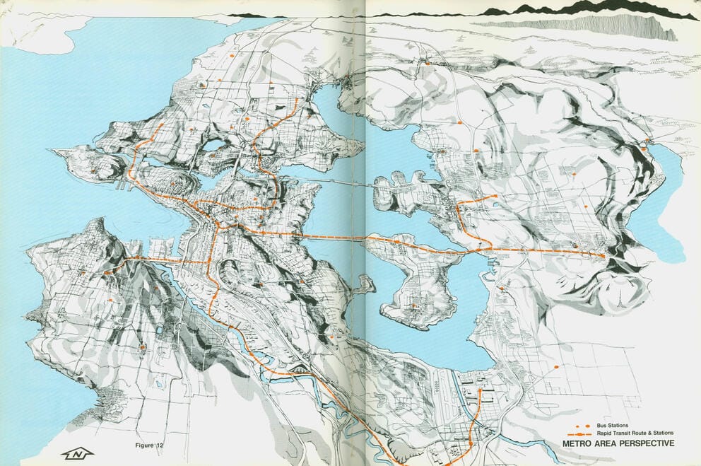 a map of the seattle area with the forward thrust metro lines drawn on