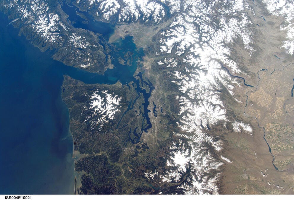 An aerial view of Washington's Olympic Coast