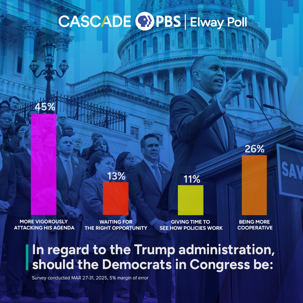 A graphic showing how voters think Democrats in Congress should respond to the Trump administration.