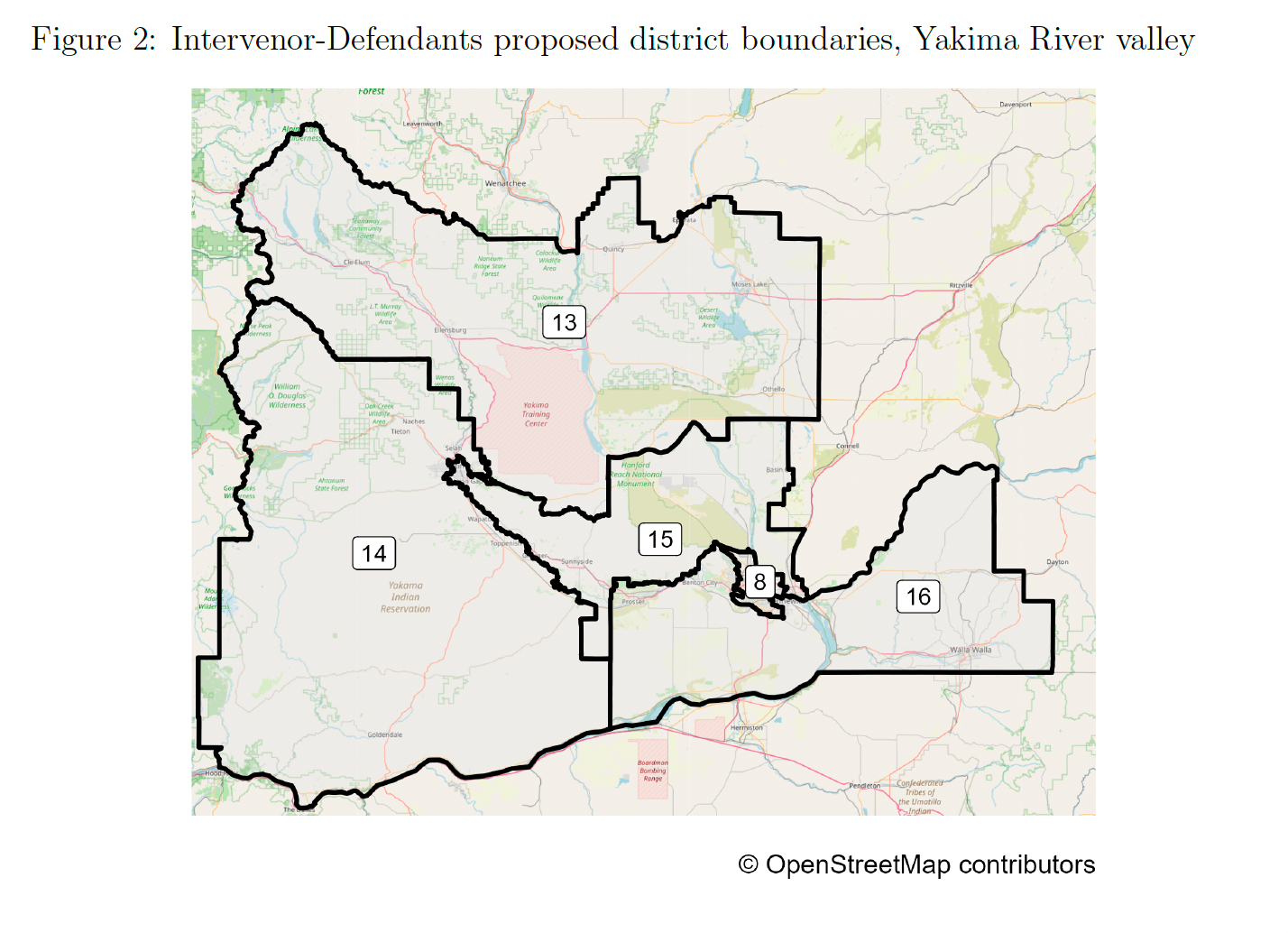 In this court document, intervenors propose district boundaries in the Yakima Valley