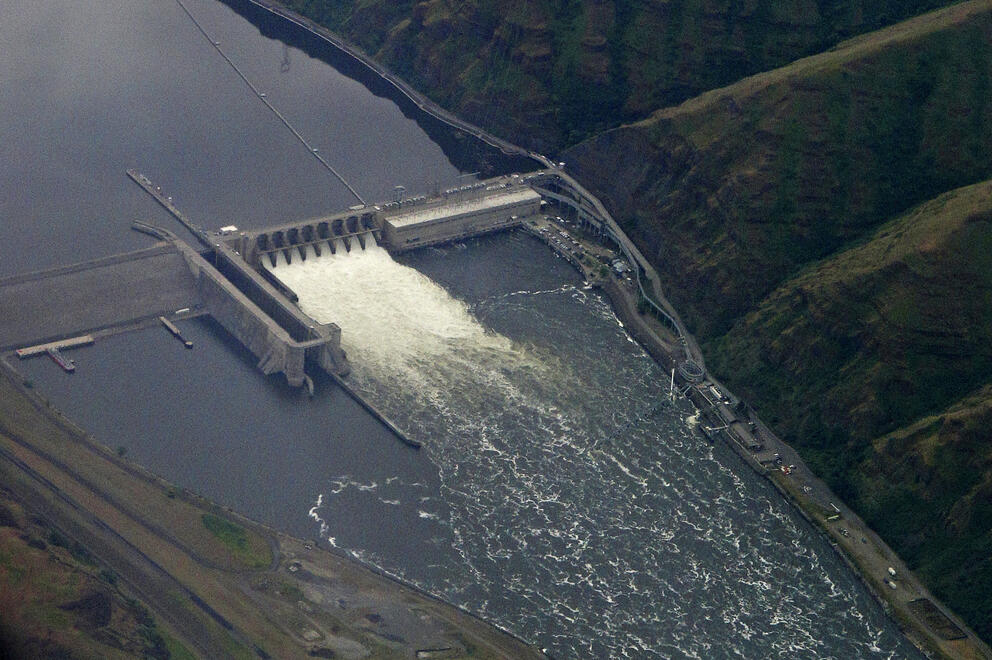 Aerial view of a dam