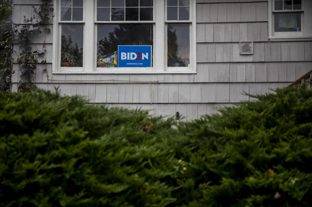 A Biden campaign sign