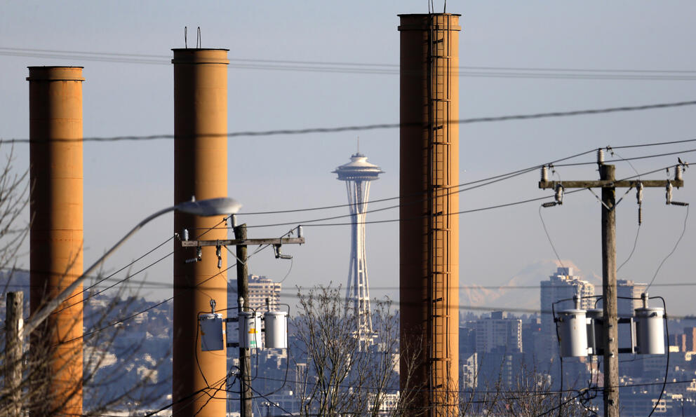 Smoke stacks from a processing plant