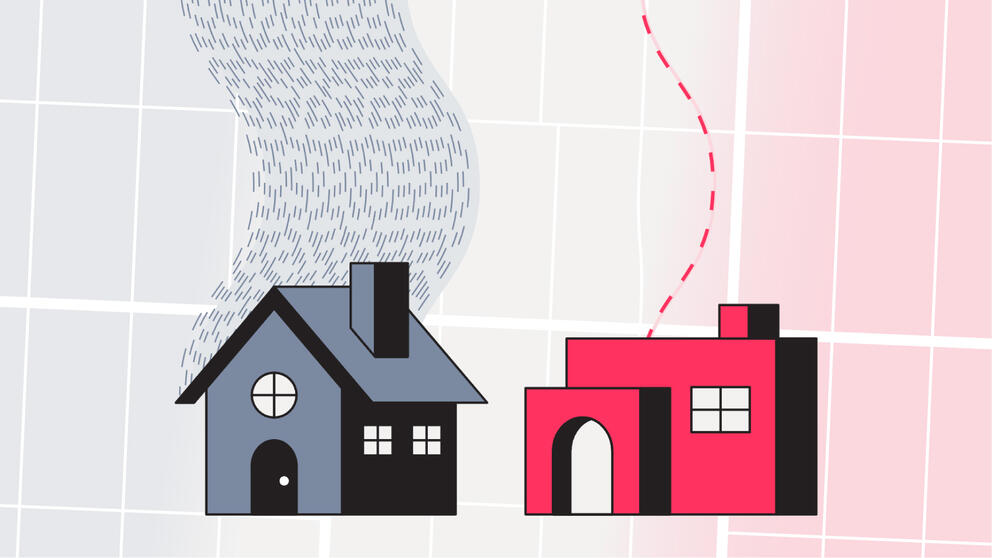 Illustration of two homes. On left, the house has more "wi-fi waves" going into it than the home on the right