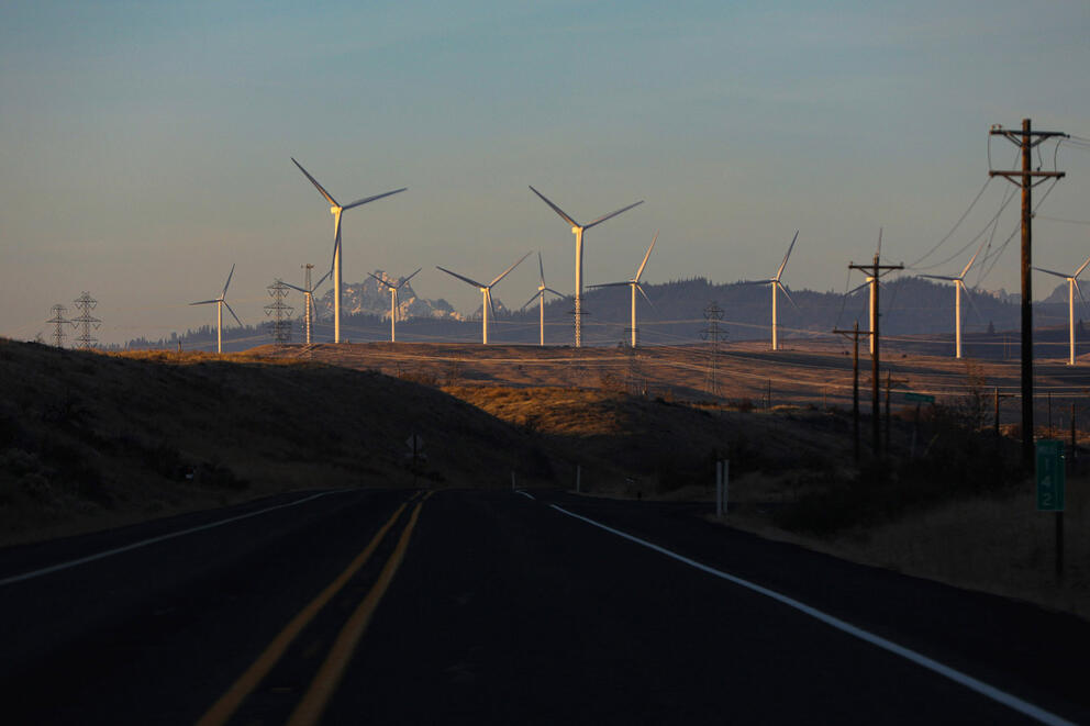 Wind turbines on a hill near Ellensburg