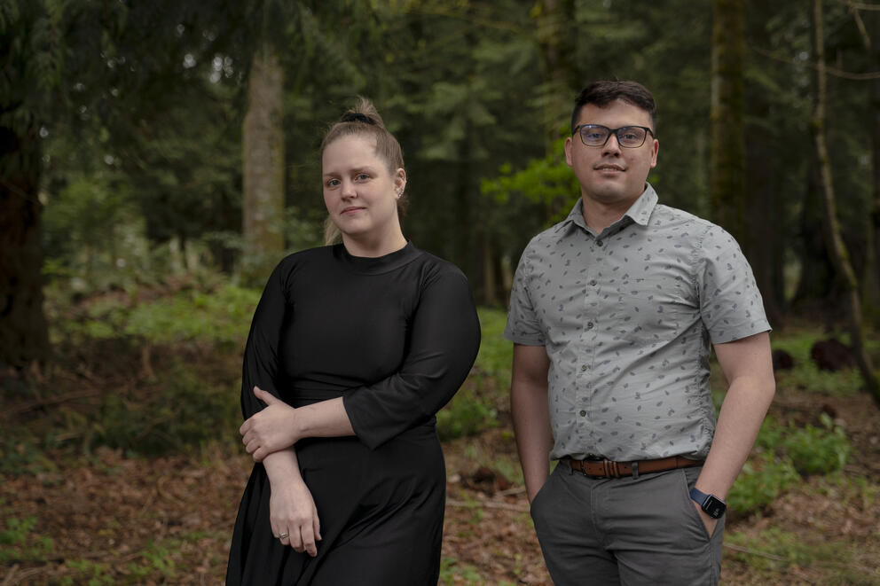 A portrait of two mediators at the Dispute Resolution Center.