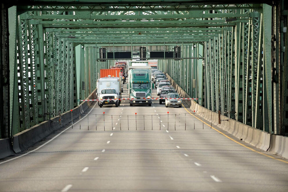 Cars on a bridge