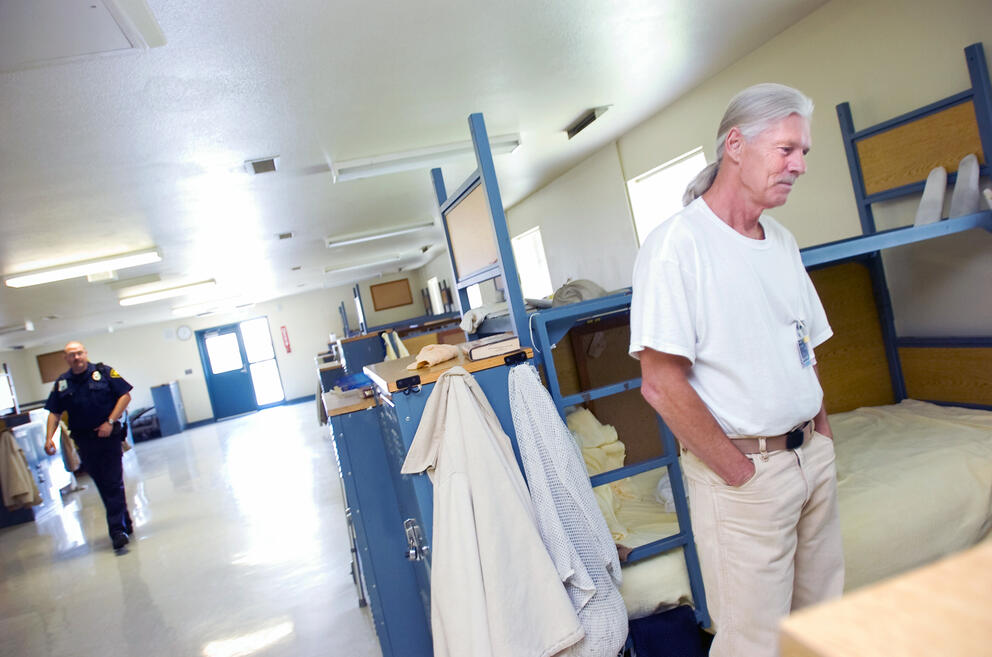 inside a prison dormitory