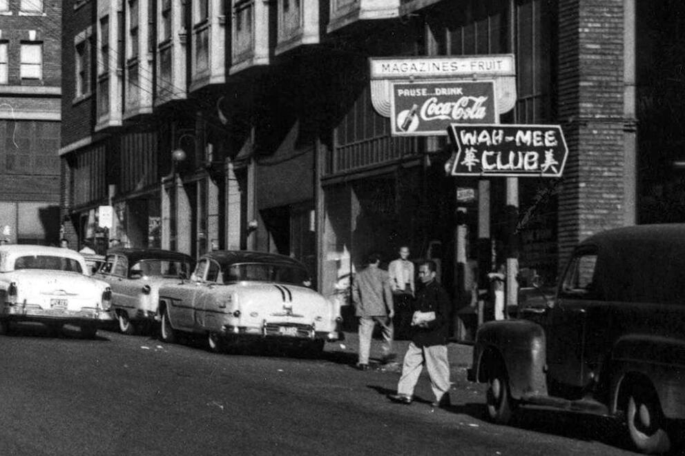 Street scene outside the ‘Wah-Mee Club’