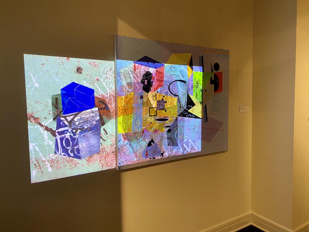 photo of a colorful abstract art projection